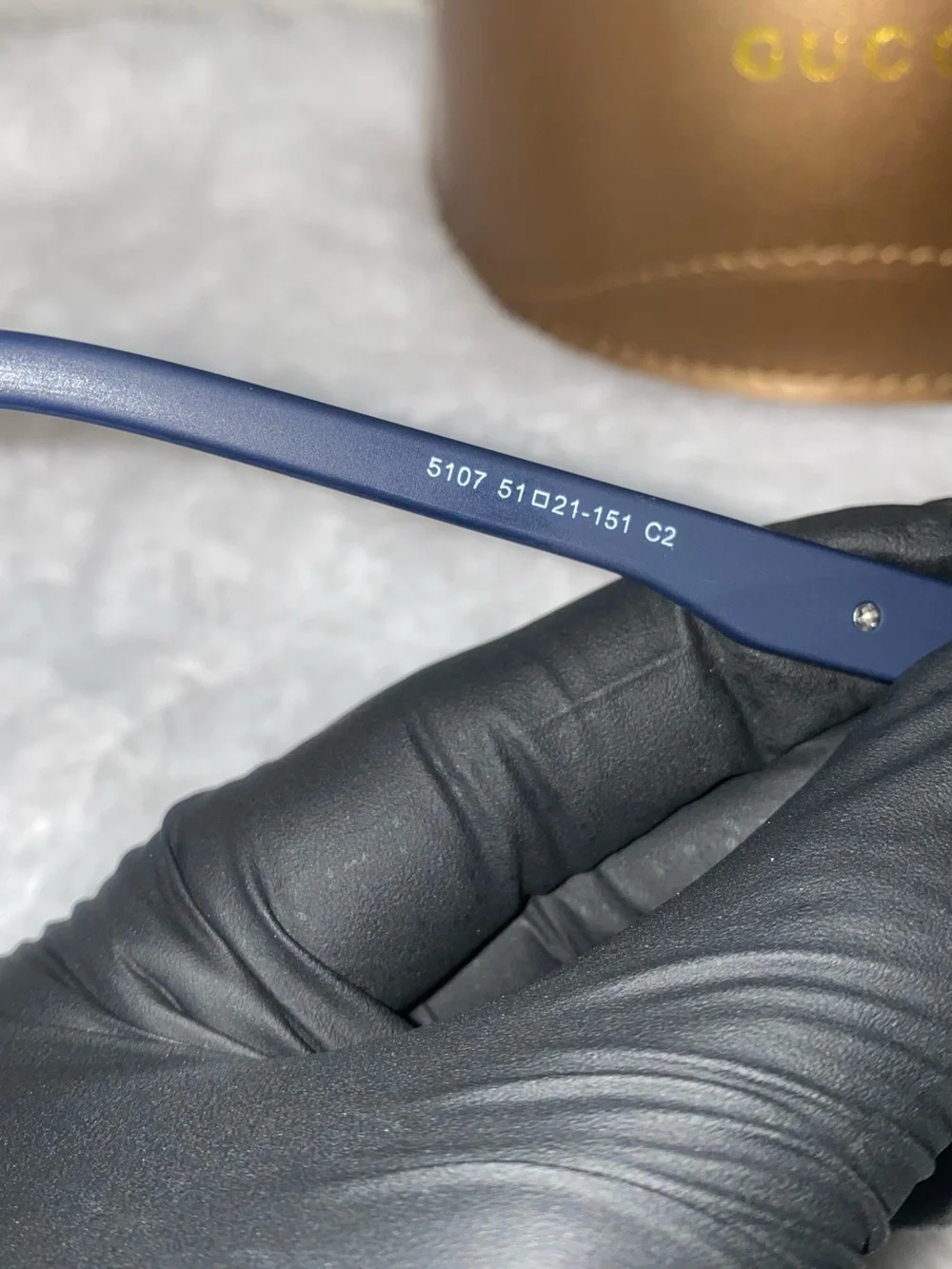 Gucci Men's Matte Navy Square Sunglasses with Brown Case